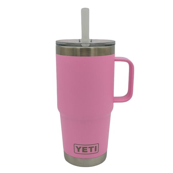 LASER ENGRAVED PERSONALIZATION YETI 25oz. STRAW LID TUMBLER IN POWER PINK - Picture 1 of 2